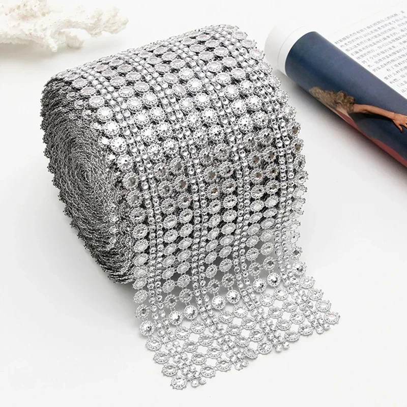 Hotfix Rhinestone Sheet - ラインストーンクリスタルダイヤモンドメッシュジュエリー,キャンドルホルダー,花瓶,家の装飾,結婚披露宴,1ヤード,16列