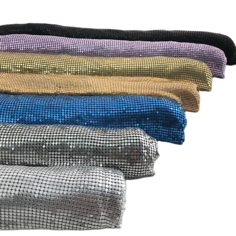 Crystal Mesh Fabric - ゴールドアルミ金属スパンコール生地,DIYミシンパーティークロス75x45cm
