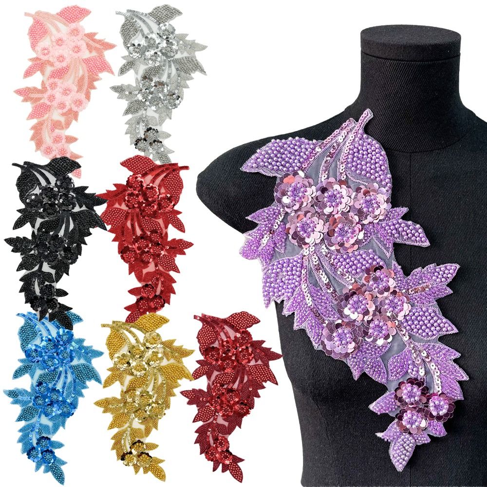 Applique Patch Flower - ファッション3Dスパンコールフラワーパッチ刺繍DIY衣類アップリケ手作り刺繍パッチウェディングドレス
