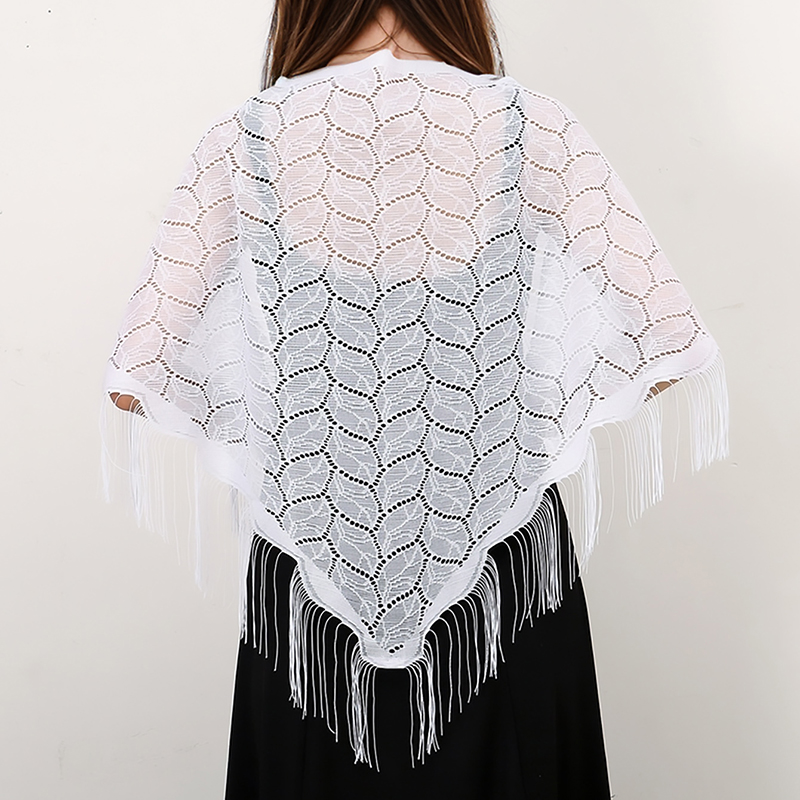 Tassel Fringe Trim - 女性のためのエレガントな三角形のスカーフ,ポリエステルの祈りのショール,純粋な色のレース,結婚式のスカーフ,透明なショール