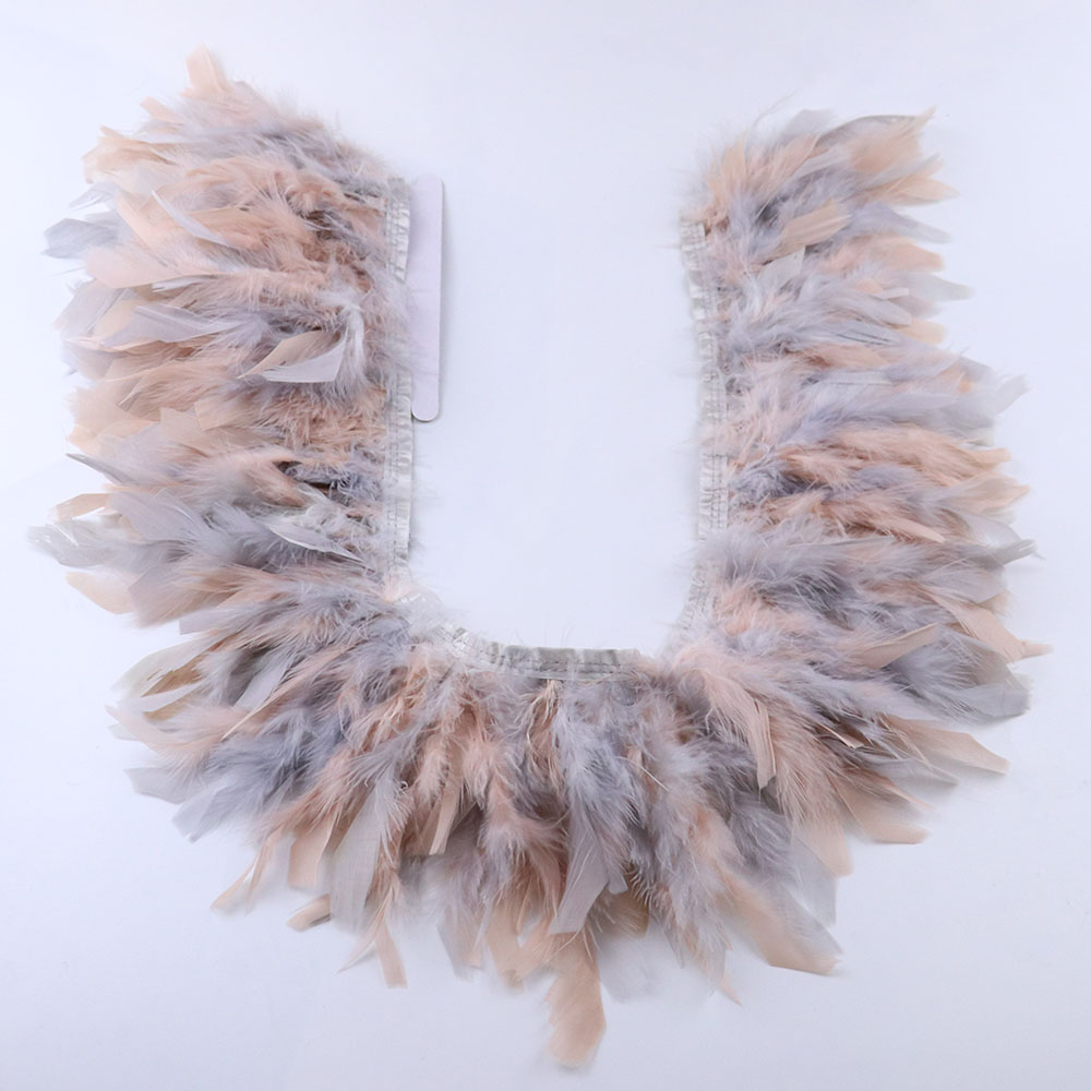 Feather Trim Marabou - ふわふわの七面鳥のマラブーフェザーフリンジリボン、柔らかい羽根飾り、10〜15cm、ダブルカラー、ウェディング/スカート装飾用羽飾り
