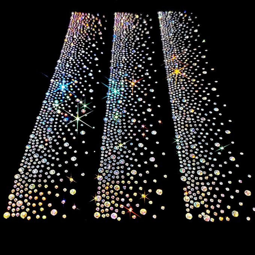 Hotfix Rhinestone Sheet - アイロン接着ラインストーンデカール 中サイズ キラキラ輝くアイロン接着パッチ DIY生地装飾パッチ 簡単に貼れる ダンスウェアや普段使いに