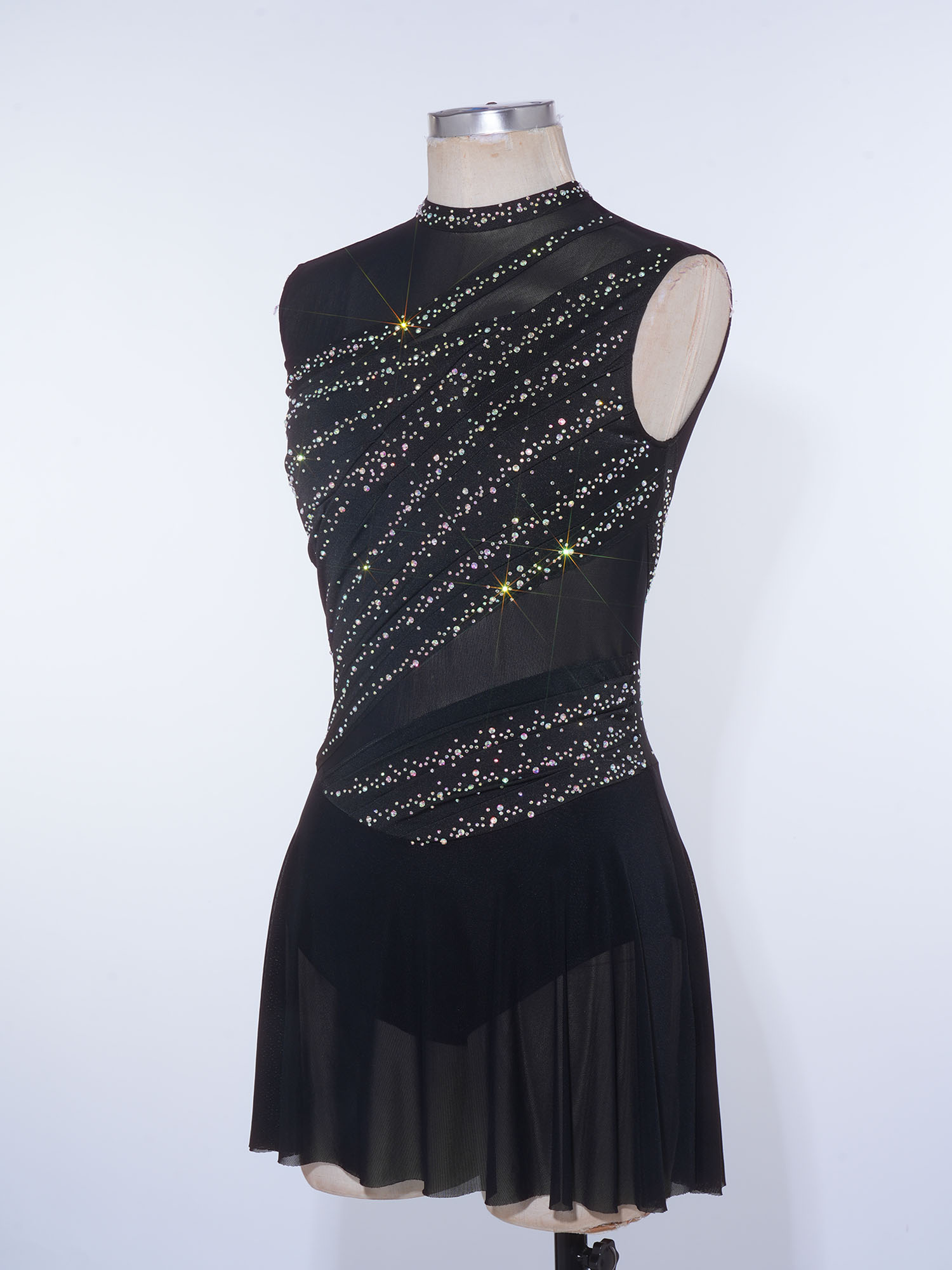 Rhinestone Banding Trim - ラインストーン付き女性用バックレスイレギュラーヘムフリンジレオタードジャンプスーツタンゴチャチャダンスコスチュームホルターラテンダンスタッセルボディスーツ