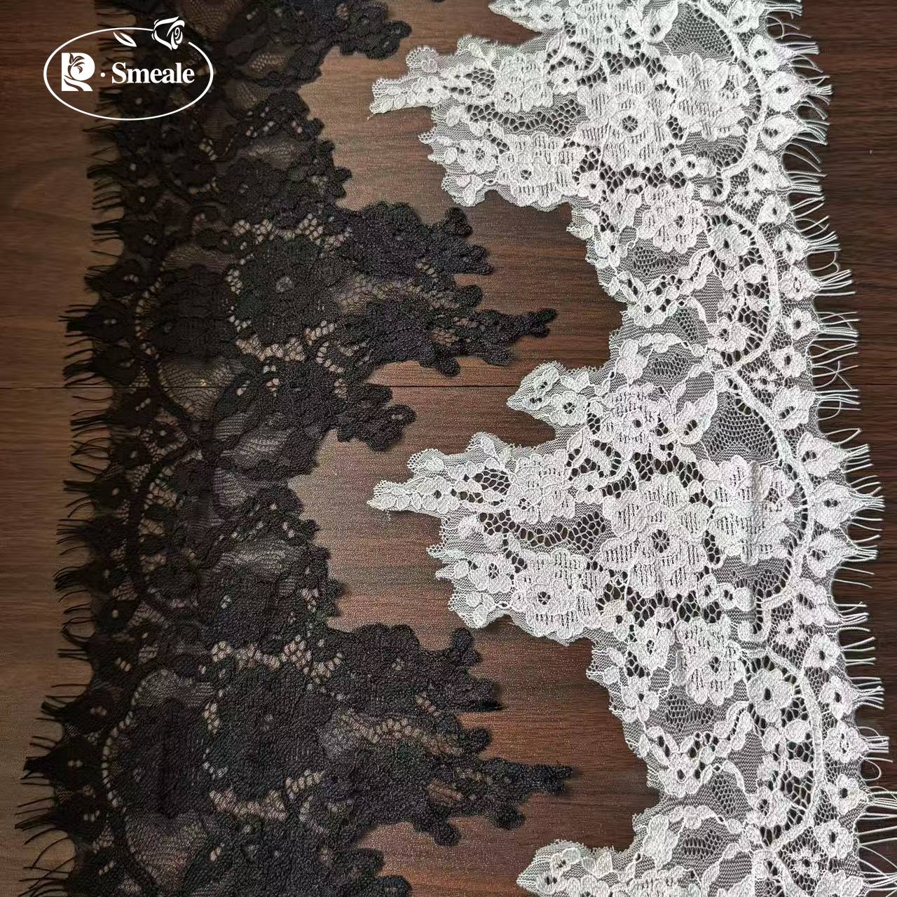 Guipure Lace Panel - 6M=2個、チンロンコットン製、伸縮性なし、不規則な曲線のまつげレース、DIYクラフトレースアクセサリー用