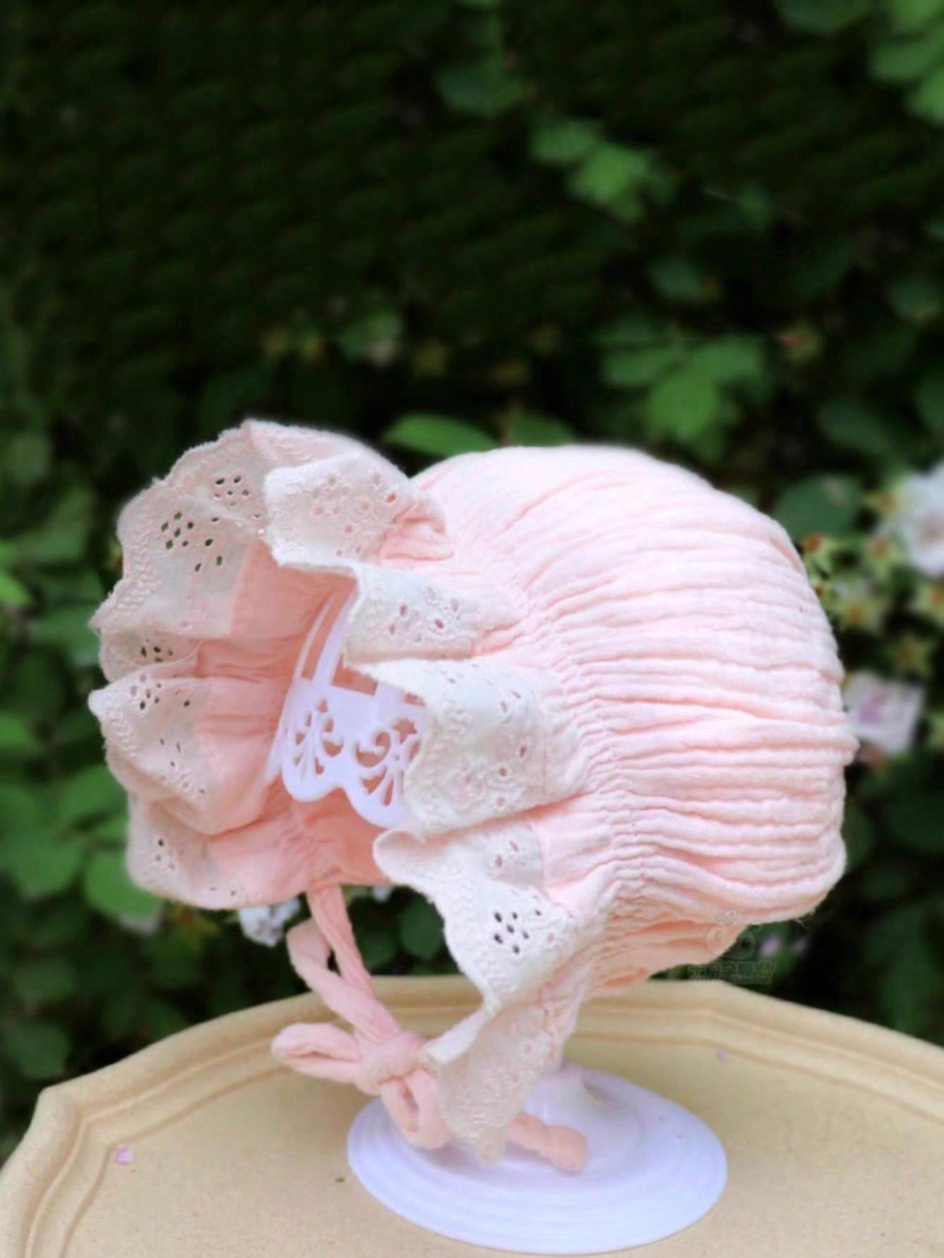 Embroidery Embellishments - 1個入り ヴィンテージレース花柄ベビーボンネット 女の子用 3-12ヶ月、宮廷風幼児用帽子、重厚な刺繍入り、ソフトレトロビーニー