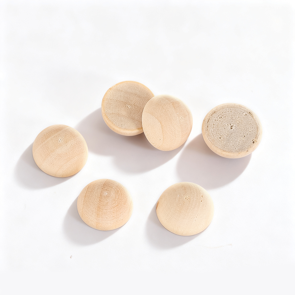 Craft Embellishments - 120個 15mm 半球状木製ボール 未仕上げ スプリットビーズ 半球