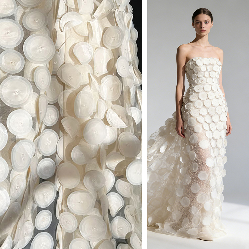 3D多層円形カット透視メッシュガーゼ生地DIYウェディングド - Crystal Mesh Fabric のレビューと価格
