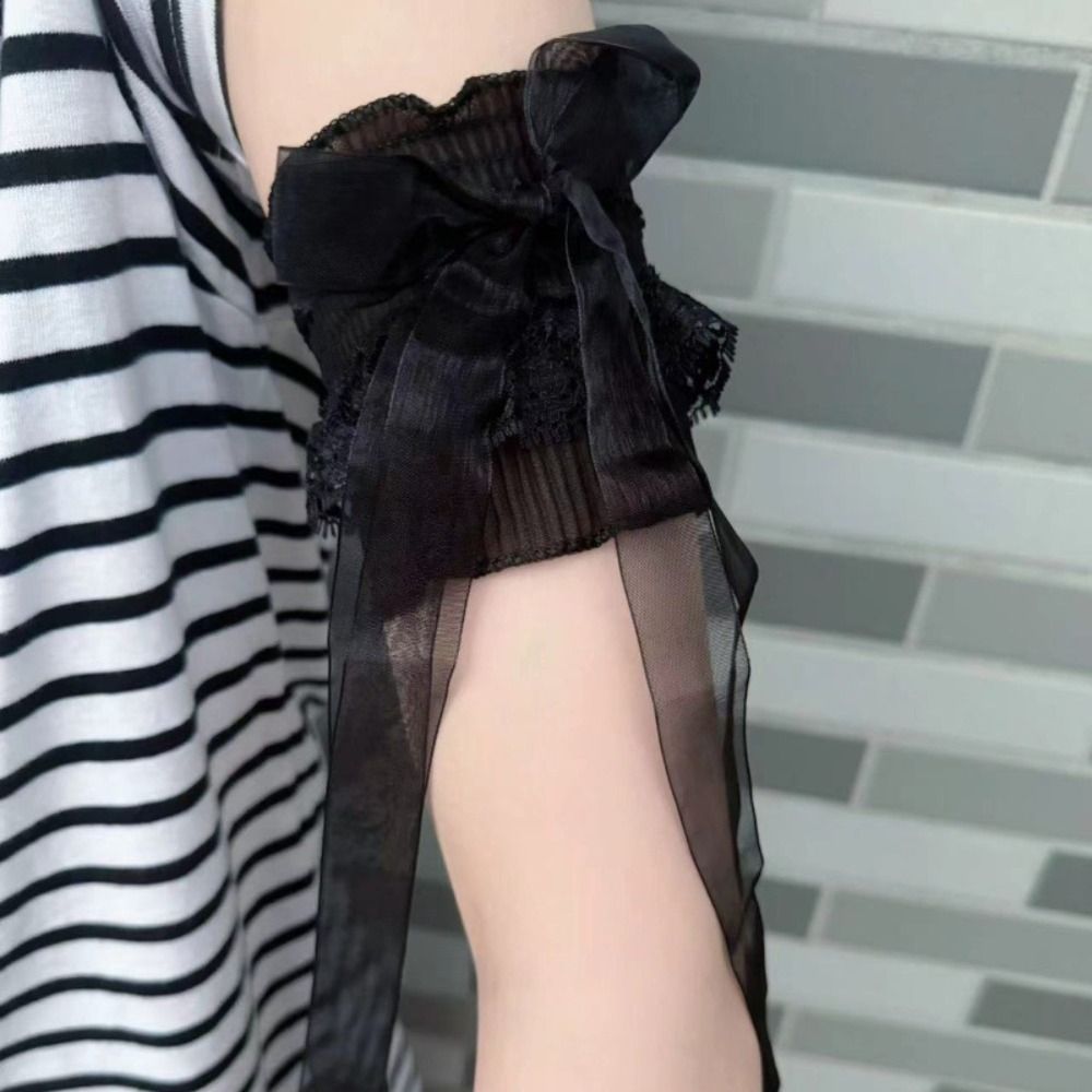 ファッションレースロリータアームスリーブ弾性ボウノットフリル - Elastic Lace Trim のレビューと価格