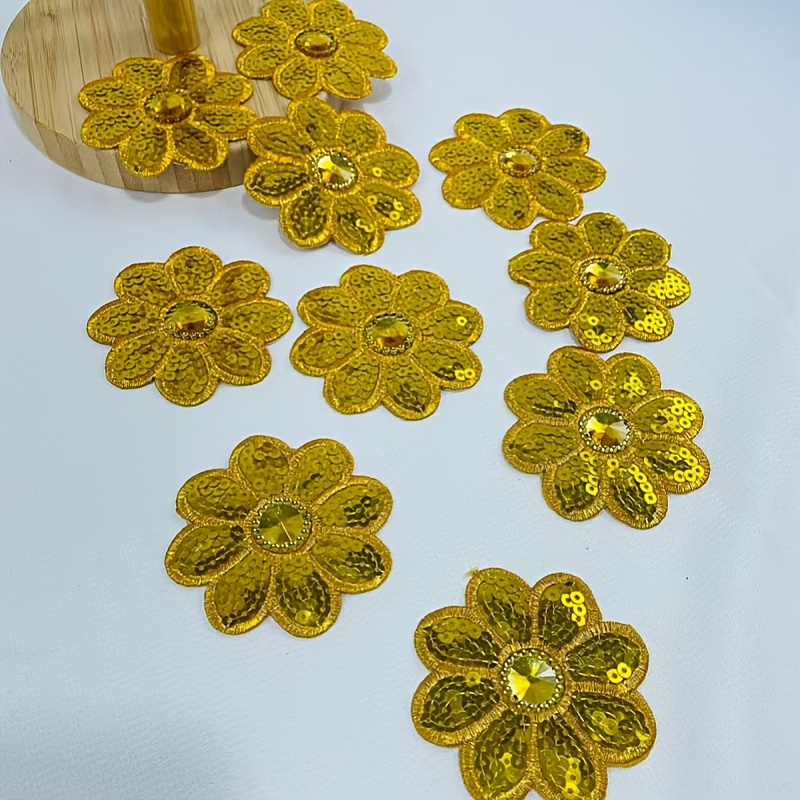 10個入り 花柄スパンコールアップリケ ビーズアップリケ 花 - Applique Patch Flower のレビューと価格
