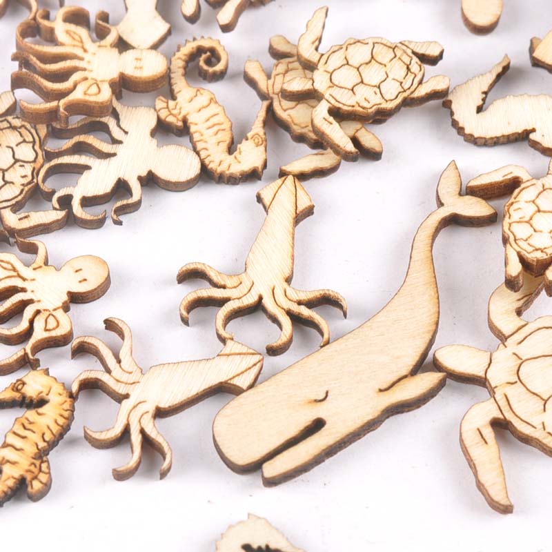 20個25-40mmウミガメ/馬/クジラの木diy工芸品家の - Craft Embellishments のレビューと価格