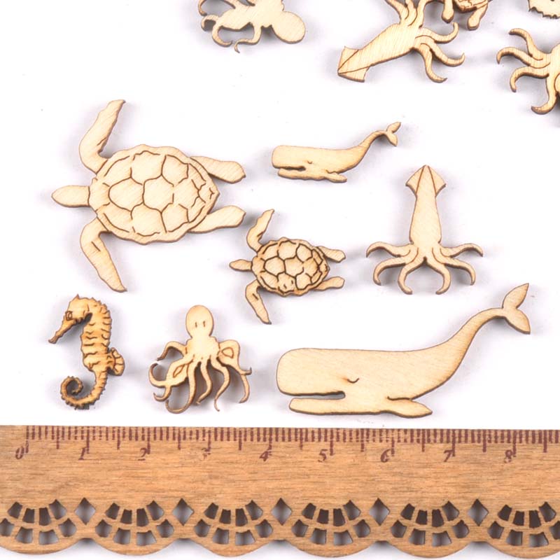 20個25-40mmウミガメ/馬/クジラの木diy工芸品家の - Craft Embellishments のレビューと価格