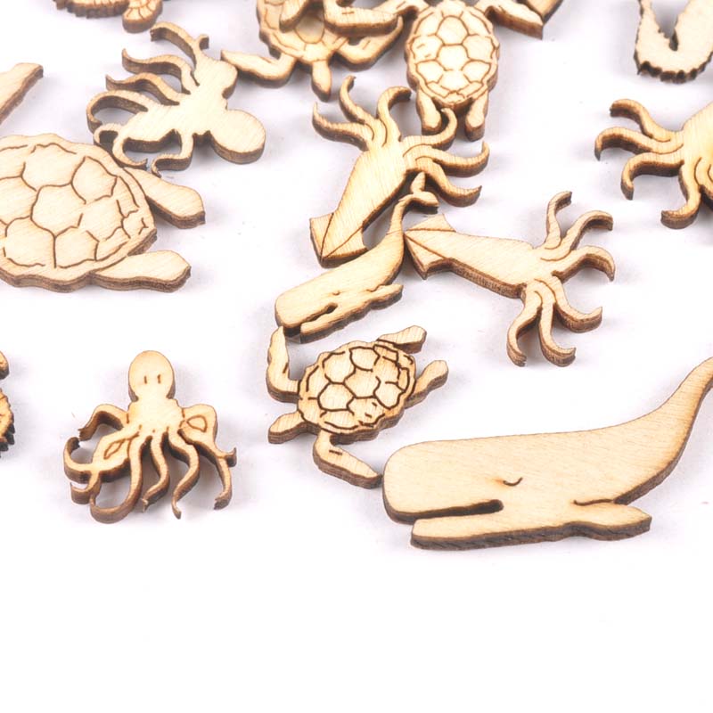 20個25-40mmウミガメ/馬/クジラの木diy工芸品家の - Craft Embellishments のレビューと価格