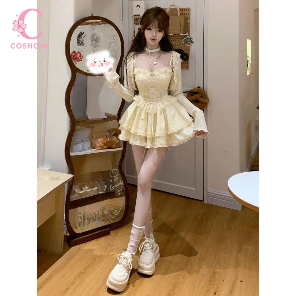 スイートロリータキャミソールドレスセット レディース レース - Elastic Lace Trim のレビューと価格