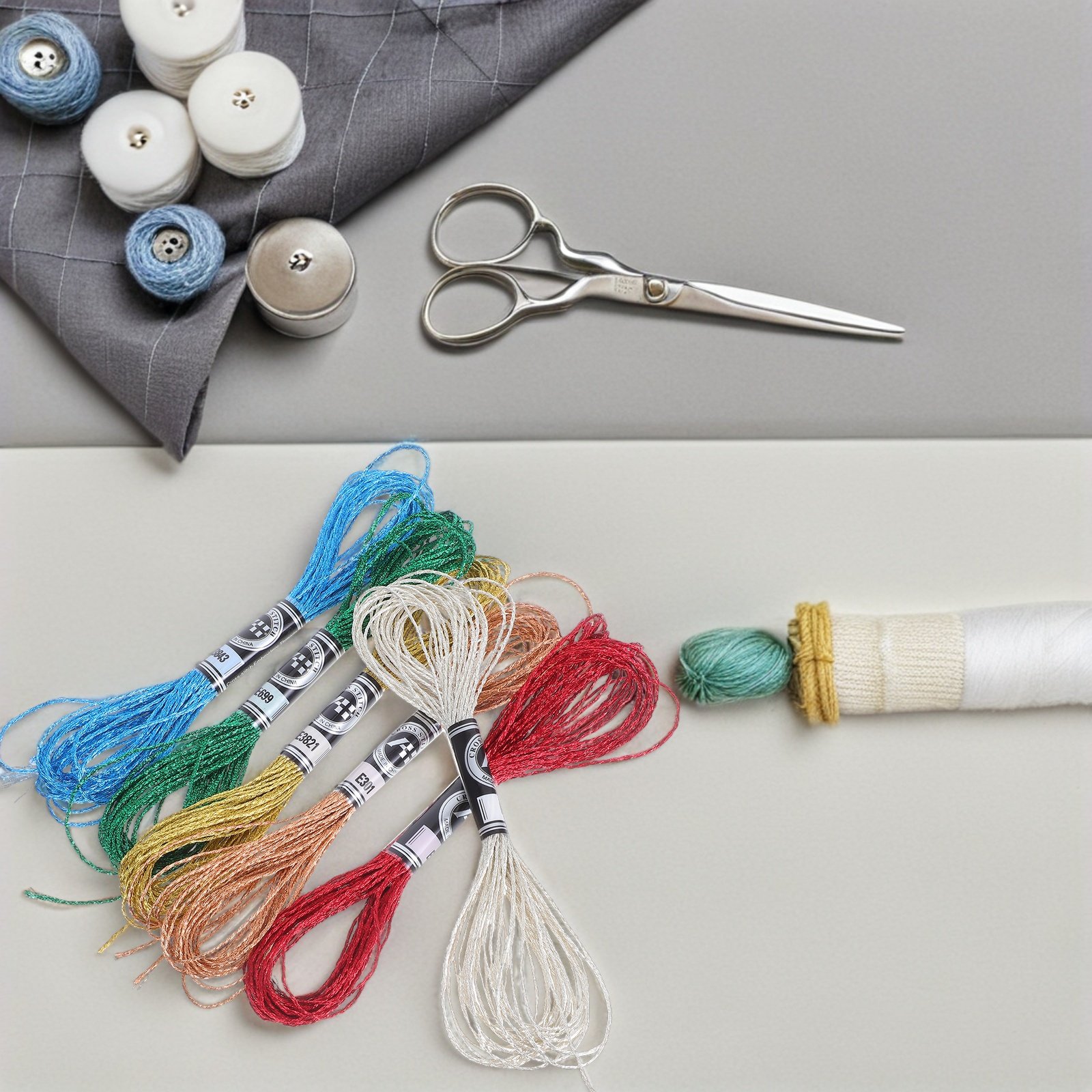 6本入り豪華なメタリック刺繍糸、鮮やかで色落ちしにくい光沢の - Embroidery Craft のレビューと価格