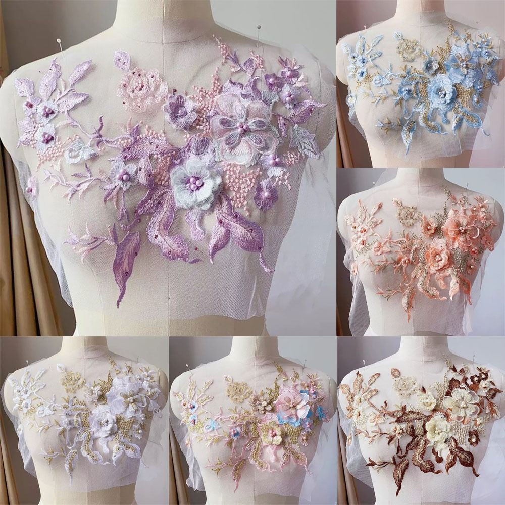 3D 花ビーズレース生地アップリケ刺繍縫製パッチ結婚式のイブ - Applique Patch Flower のレビューと価格