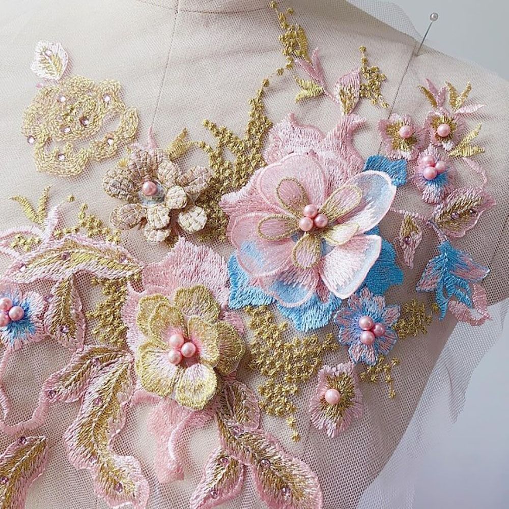 3D 花ビーズレース生地アップリケ刺繍縫製パッチ結婚式のイブ - Applique Patch Flower のレビューと価格