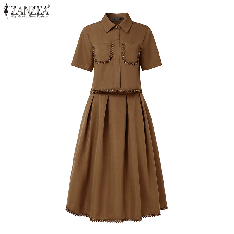 ZANZEA エレガントなレーストリム 2 ピーススカートセ - Elastic Lace Trim のレビューと価格