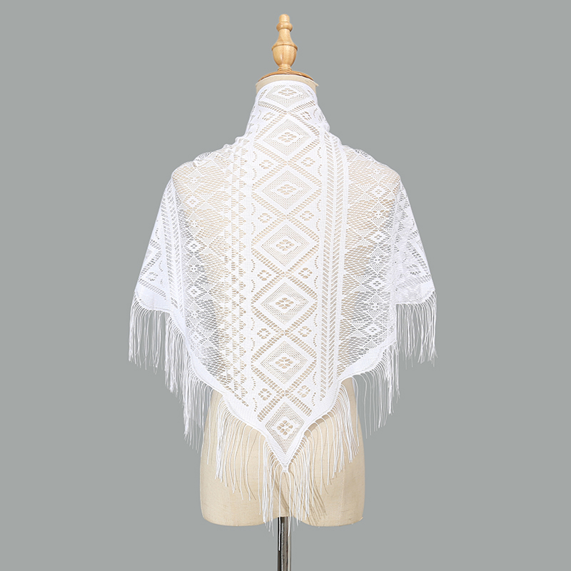 女性のためのエレガントな三角形のスカーフ,ポリエステルの祈り - Tassel Fringe Trim のレビューと価格
