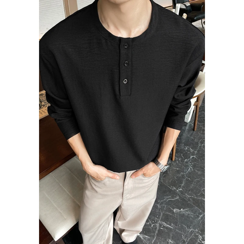 メンズカジュアルフェイクリネンヘンリーティー、長袖、3ボタン - Embellish Knit のレビューと価格