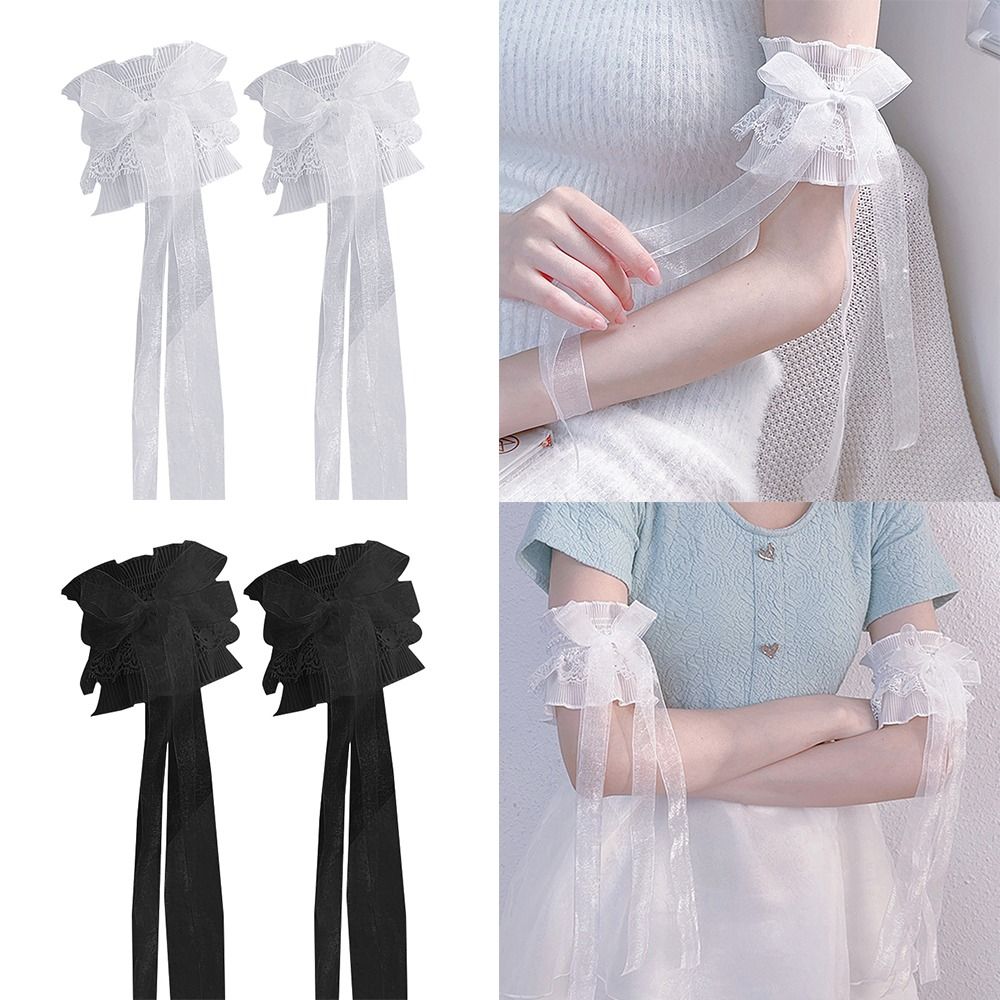 伸縮性のあるフリルレースアームウォーマー、レイヤードウォーマ - Elastic Lace Trim のレビューと価格