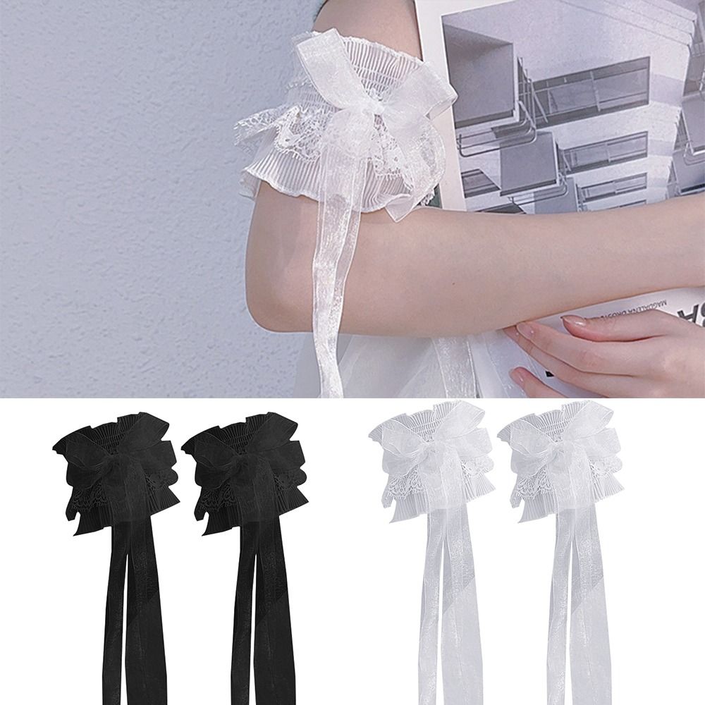 伸縮性のあるフリルレースアームウォーマー、レイヤードウォーマ - Elastic Lace Trim のレビューと価格