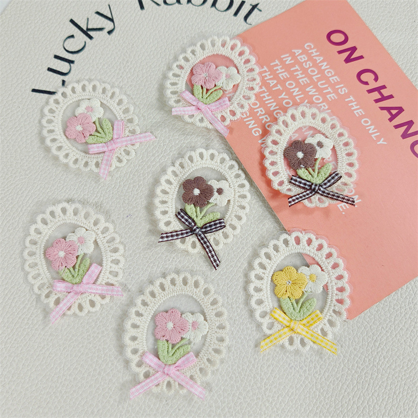 10 個新作春夏フレッシュスタイルレースエッジオーバルボウ刺 - Applique Patch Flower のレビューと価格