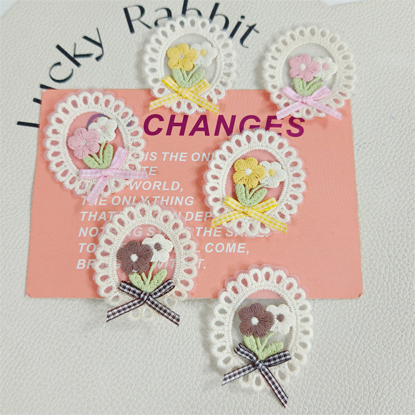 10 個新作春夏フレッシュスタイルレースエッジオーバルボウ刺 - Applique Patch Flower のレビューと価格