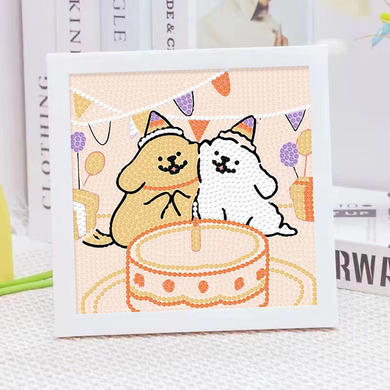 漫画ライン子犬クリスタルダイヤモンドフレーム装飾絵画 5D  - Embroidery Embellishments のレビューと価格