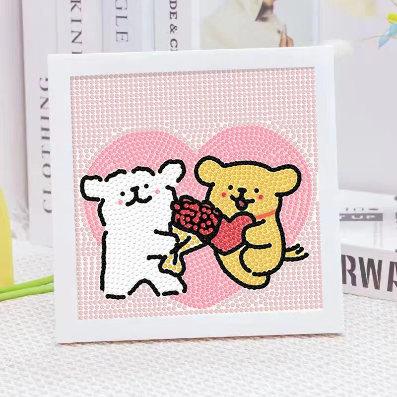 漫画ライン子犬クリスタルダイヤモンドフレーム装飾絵画 5D  - Embroidery Embellishments のレビューと価格