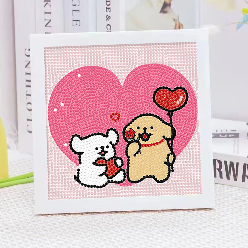 漫画ライン子犬クリスタルダイヤモンドフレーム装飾絵画 5D  - Embroidery Embellishments のレビューと価格