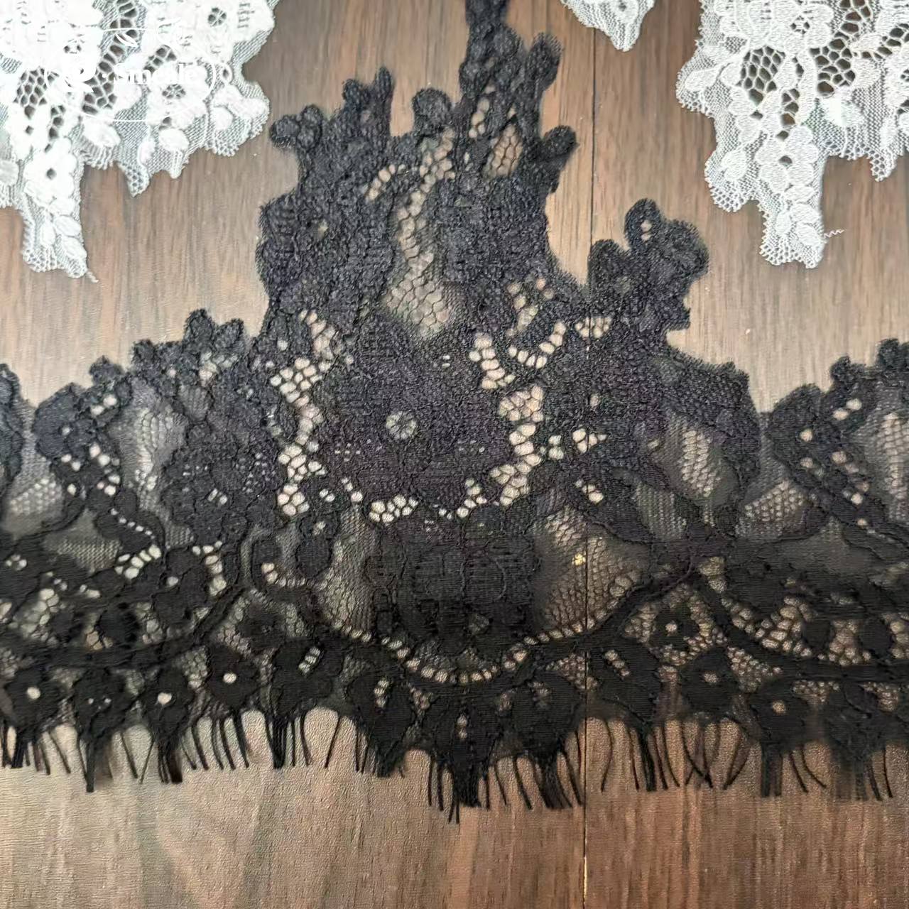 6M=2個、チンロンコットン製、伸縮性なし、不規則な曲線のま - Guipure Lace Panel のレビューと価格