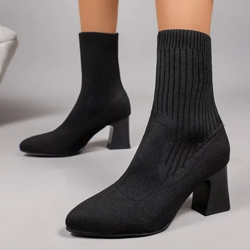 ファッションレディースニットソックアンクルブーツ、ポインテッ - Embellish Knit のレビューと価格