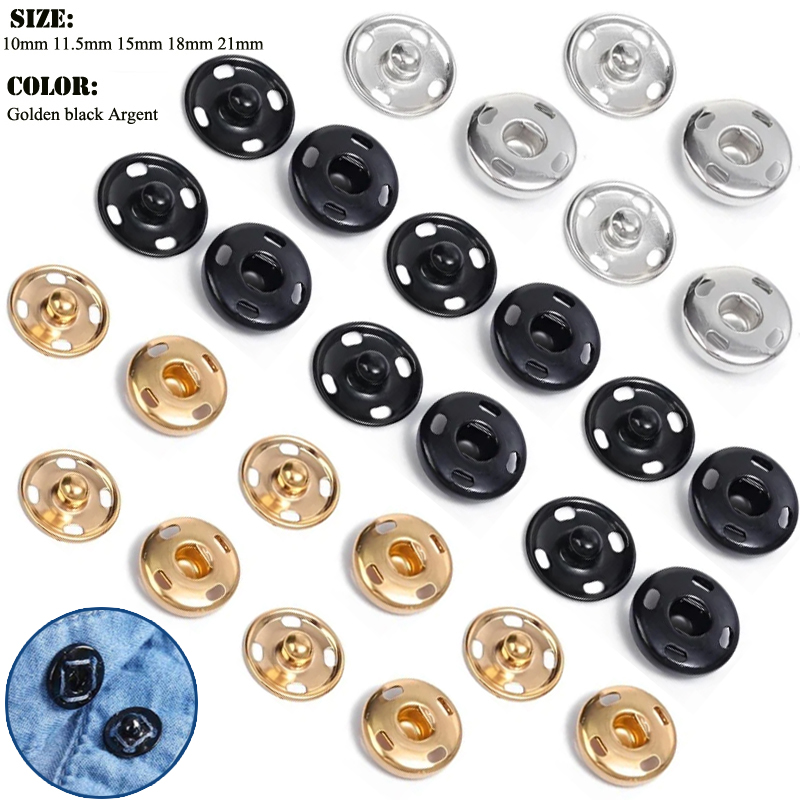 10/50セット 8-10mm メタル縫い付けスナップボタン - Iron On Stud Set のレビューと価格