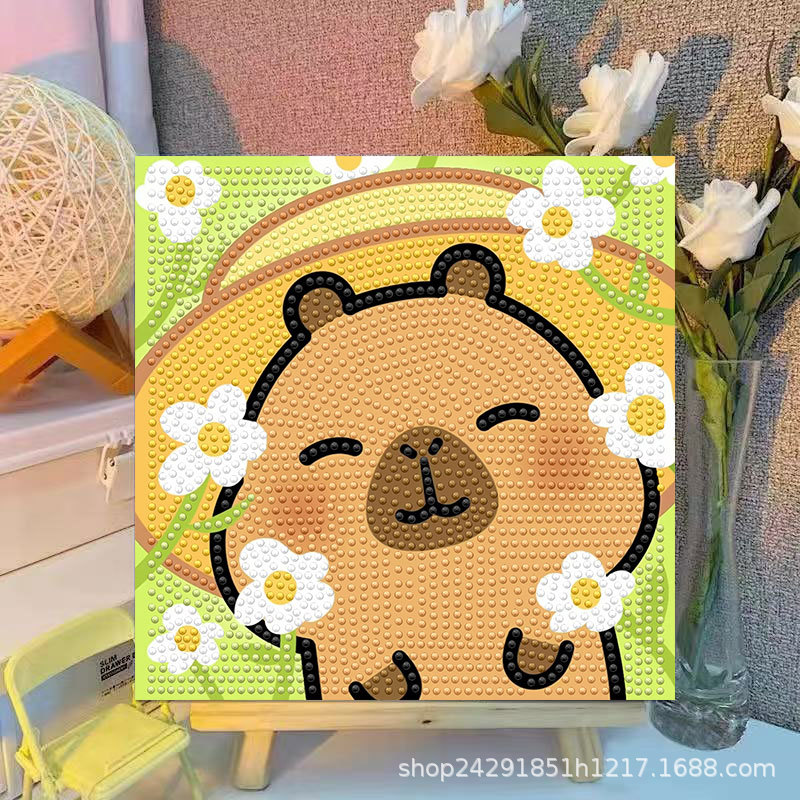 漫画カピバラクリスタルダイヤモンド装飾絵画フレームアート絵画 - Embroidery Embellishments のレビューと価格