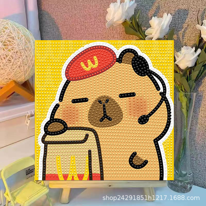 漫画カピバラクリスタルダイヤモンド装飾絵画フレームアート絵画 - Embroidery Embellishments のレビューと価格