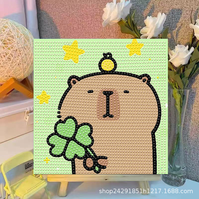 漫画カピバラクリスタルダイヤモンド装飾絵画フレームアート絵画 - Embroidery Embellishments のレビューと価格